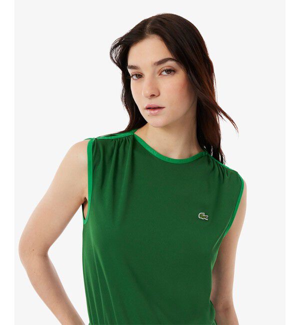 LACOSTE「ジャカードトリムノースリーブドレス ワンピース」|ワンピース|
