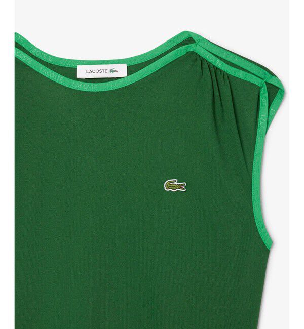 LACOSTE「ジャカードトリムノースリーブドレス ワンピース」|ワンピース|