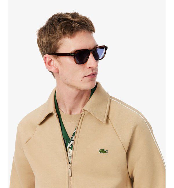 LACOSTE「ショルダーテーピングダブルフェイススェットブルゾン」|カーディガン|