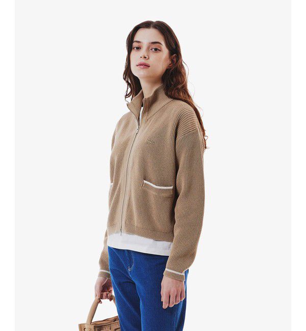 LACOSTE「ジップアップローゲージニットブルゾン」|カーディガン|
