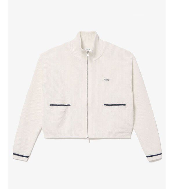 LACOSTE「ジップアップローゲージニットブルゾン」|カーディガン|