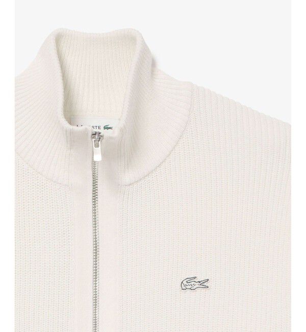 LACOSTE「ジップアップローゲージニットブルゾン」|カーディガン|