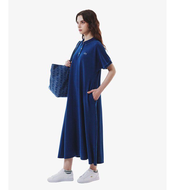 LACOSTE「インディゴ 鹿の子ポロドレス マキシ丈ワンピース フレア Iライン」|ワンピース|