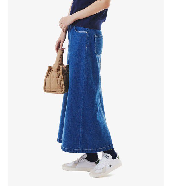 LACOSTE「プレーンデニムマキシ丈スカート」|スカート|ブルー