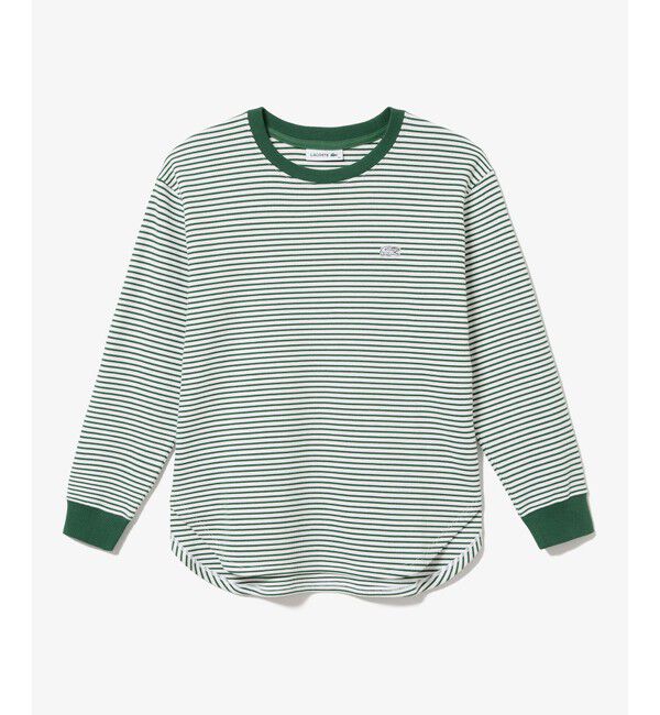 LACOSTE「ラウンドヘム 配色リブカラー ワッフルボーダーロングスリーブTシャツ」|Tシャツ・カットソー|
