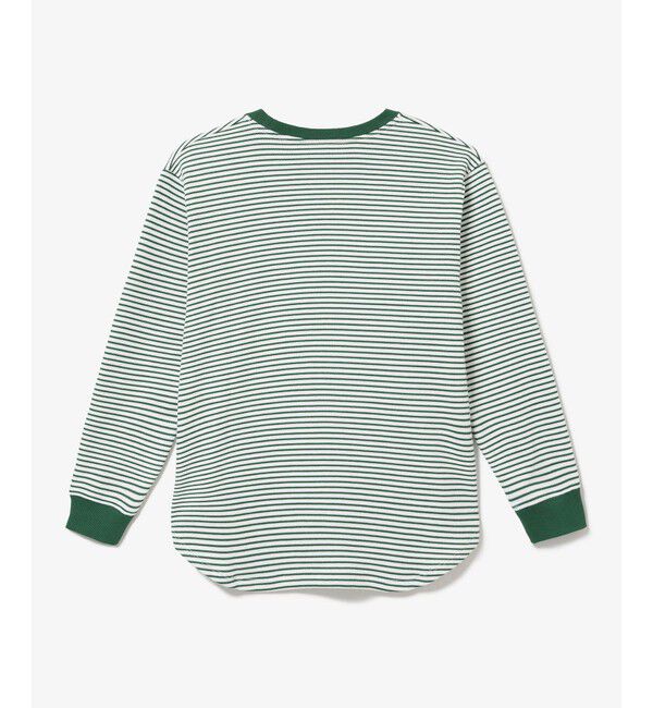 LACOSTE「ラウンドヘム 配色リブカラー ワッフルボーダーロングスリーブTシャツ」|Tシャツ・カットソー|