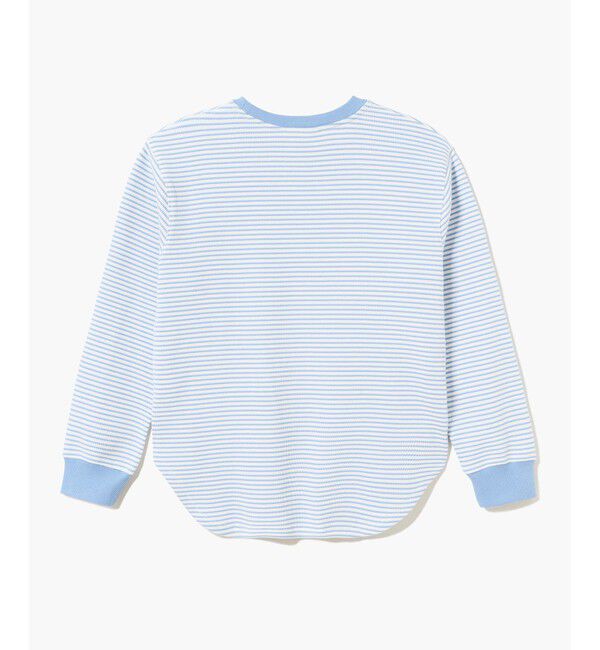 LACOSTE「ラウンドヘム 配色リブカラー ワッフルボーダーロングスリーブTシャツ」|Tシャツ・カットソー|