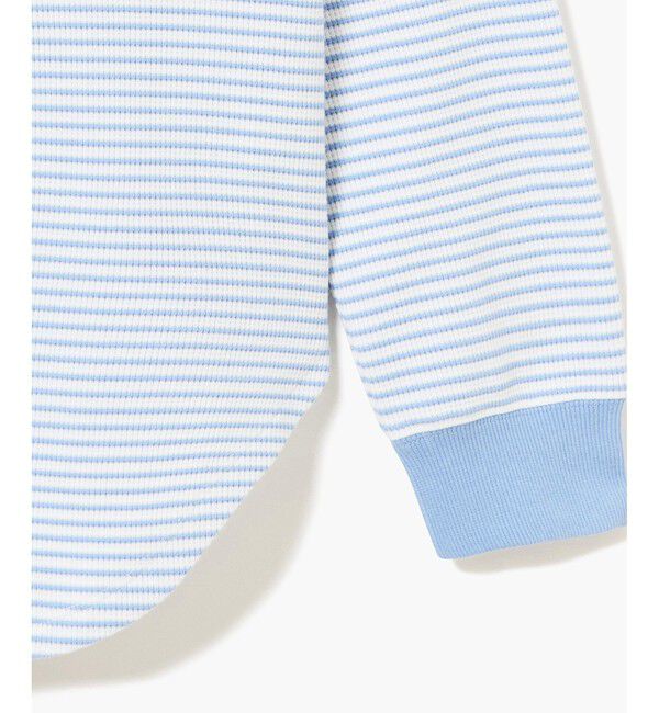 LACOSTE「ラウンドヘム 配色リブカラー ワッフルボーダーロングスリーブTシャツ」|Tシャツ・カットソー|