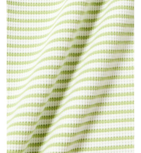 LACOSTE「ラウンドヘム 配色リブカラー ワッフルボーダーロングスリーブTシャツ」|Tシャツ・カットソー|