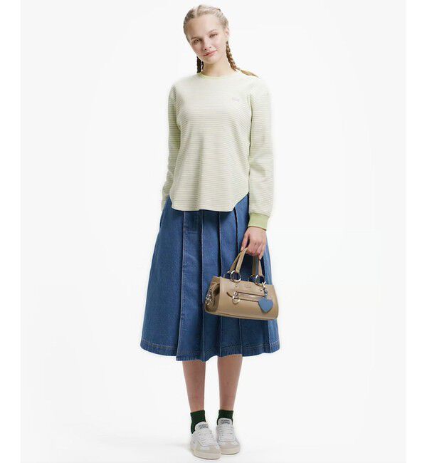 LACOSTE「ラウンドヘム 配色リブカラー ワッフルボーダーロングスリーブTシャツ」|Tシャツ・カットソー|