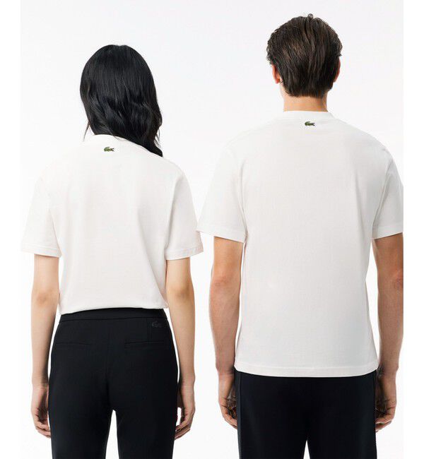 LACOSTE「ヘビーウェイト アーチネームカレッジロゴプリント 半袖Tシャツ」|Tシャツ・カットソー|