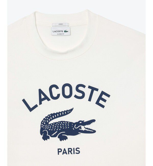 LACOSTE「ヘビーウェイト アーチネームカレッジロゴプリント 半袖Tシャツ」|Tシャツ・カットソー|