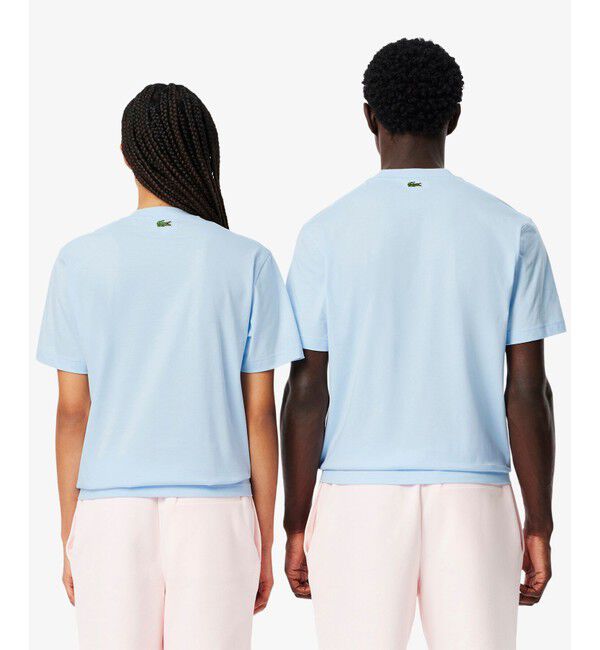 LACOSTE「ヘビーウェイト アーチネームカレッジロゴプリント 半袖Tシャツ」|Tシャツ・カットソー|