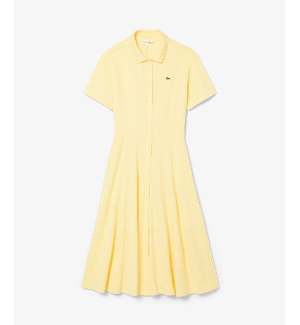LACOSTE「鹿の子地シャツドレス ドレープフレアワンピース」|ワンピース|