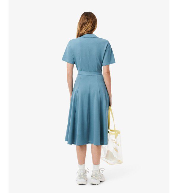 LACOSTE「鹿の子地シャツドレス ドレープフレアワンピース」|ワンピース|