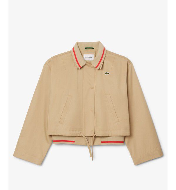 LACOSTE「配色ライン レイヤードジャケット ジップアップブルゾン」|ブルゾン・スタジャン|