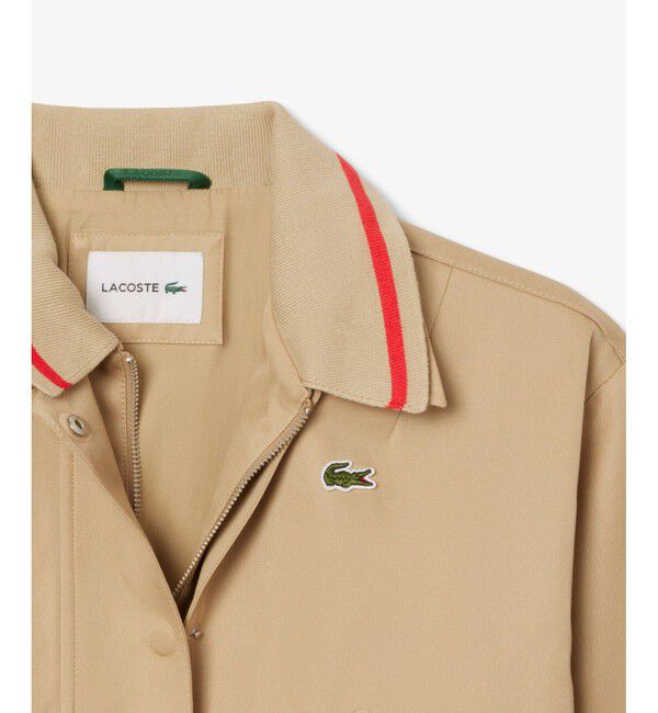 LACOSTE「配色ライン レイヤードジャケット ジップアップブルゾン」|ブルゾン・スタジャン|