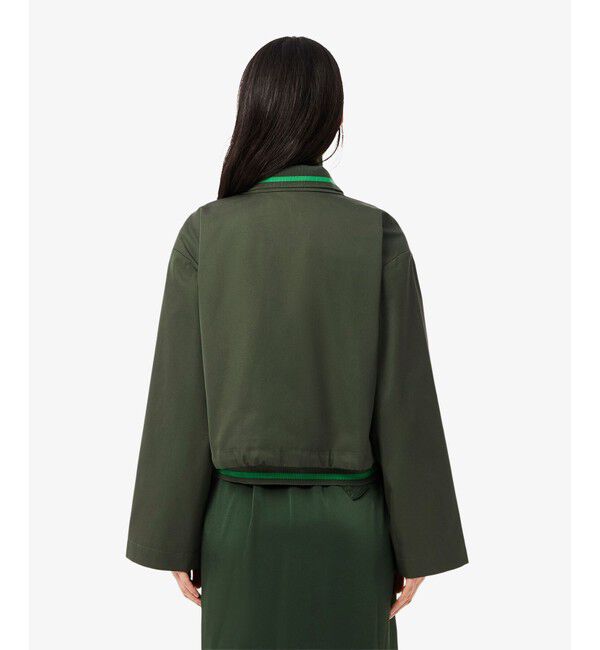 LACOSTE「配色ライン レイヤードジャケット ジップアップブルゾン」|ブルゾン・スタジャン|