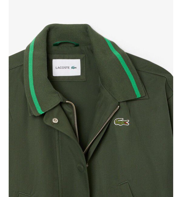 LACOSTE「配色ライン レイヤードジャケット ジップアップブルゾン」|ブルゾン・スタジャン|