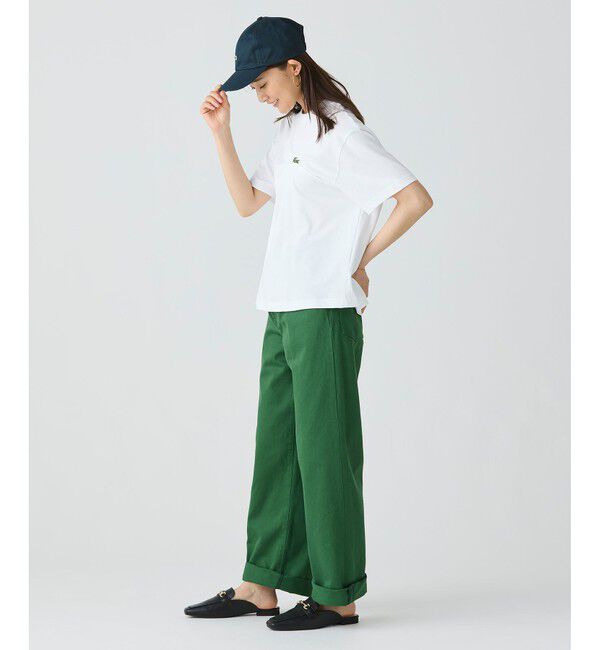 LACOSTE「ワニロゴプリーツオーバーサイズフィットTシャツ」|Tシャツ・カットソー|