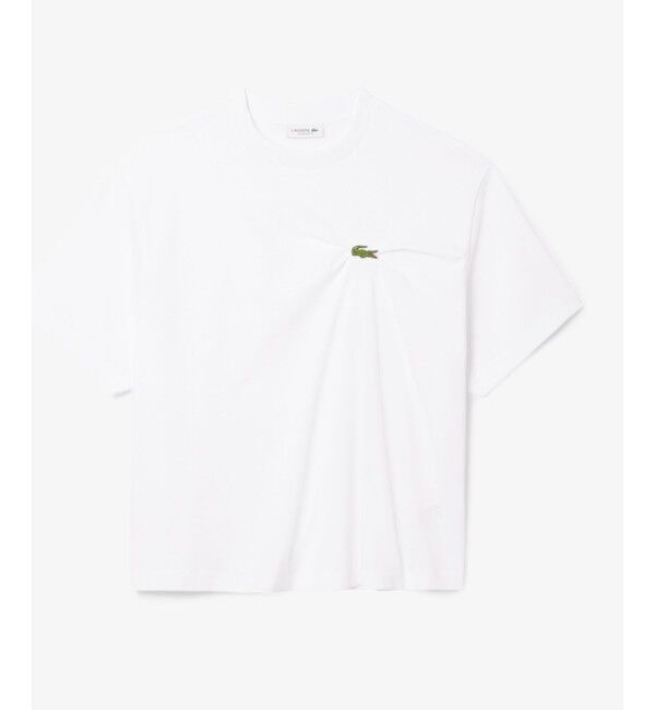 LACOSTE「ワニロゴプリーツオーバーサイズフィットTシャツ」|Tシャツ・カットソー|