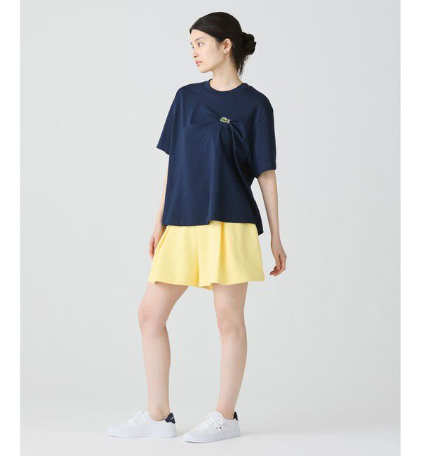LACOSTE「ワニロゴプリーツオーバーサイズフィットTシャツ」|Tシャツ・カットソー|