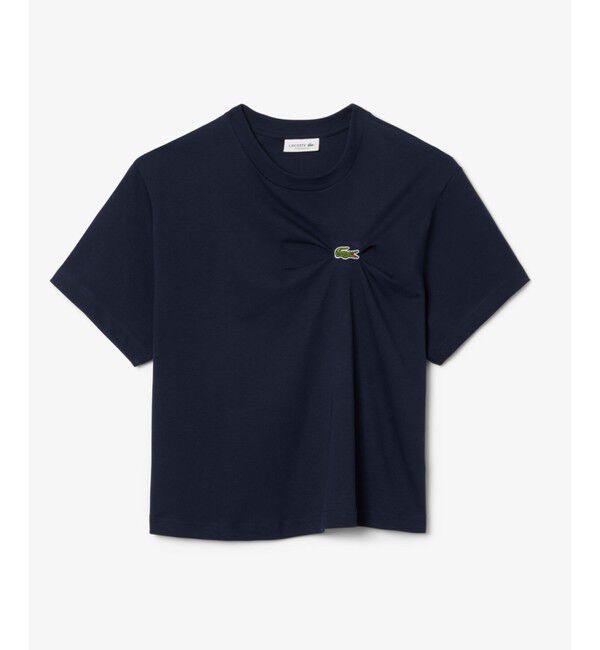 LACOSTE「ワニロゴプリーツオーバーサイズフィットTシャツ」|Tシャツ・カットソー|