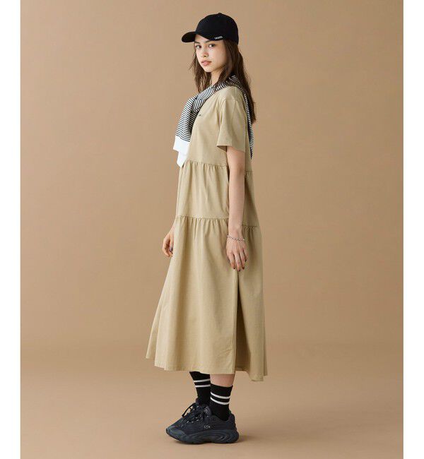 LACOSTE「ティアード切り替え コットンドレス マキシ丈 ワンピース」|ワンピース|