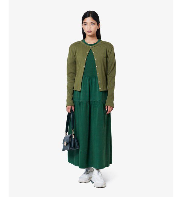 LACOSTE「ティアード切り替え コットンドレス マキシ丈 ワンピース」|ワンピース|