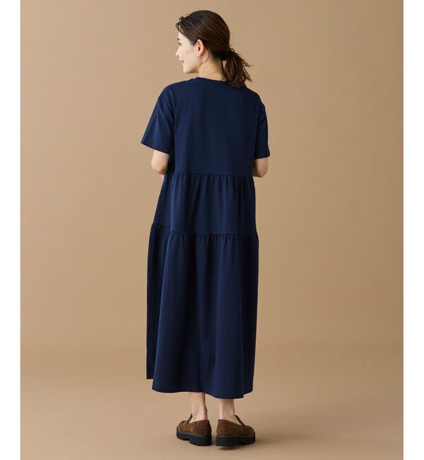 LACOSTE「ティアード切り替え コットンドレス マキシ丈 ワンピース」|ワンピース|