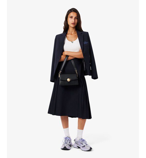 LACOSTE「テニスブリス レザーミディアムショルダーバッグ ダブルストラップ 2WAY」|ハンドバッグ|