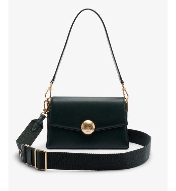 LACOSTE「テニスブリス レザーミディアムショルダーバッグ ダブルストラップ 2WAY」|ハンドバッグ|ダークグリーン