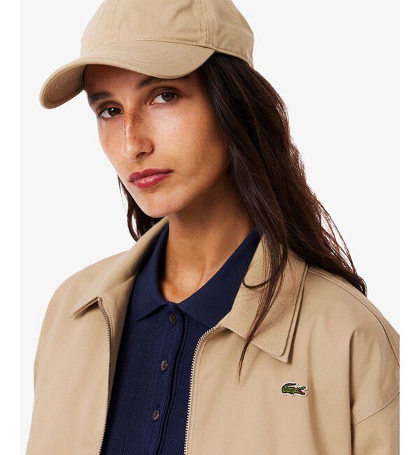 LACOSTE「クロップド丈 レイヤードニットカラージップアップジャケット」|ブルゾン・スタジャン|