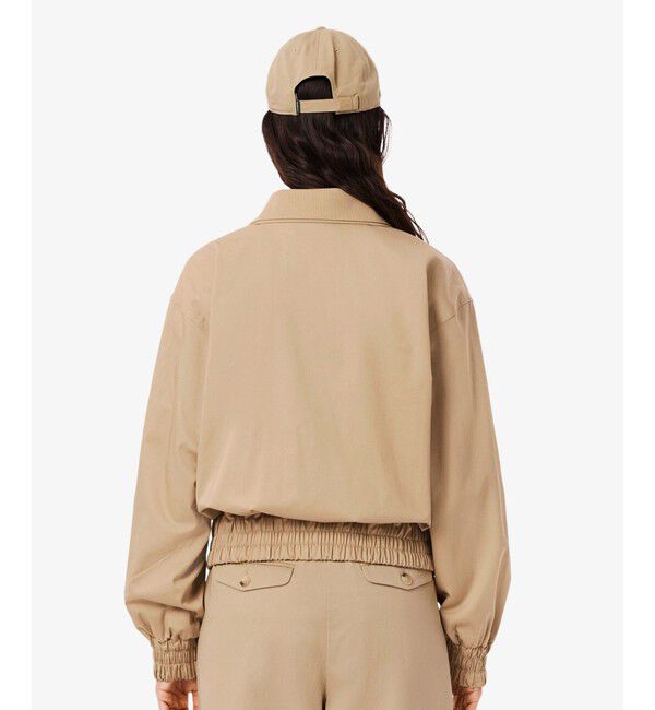 LACOSTE「クロップド丈 レイヤードニットカラージップアップジャケット」|ブルゾン・スタジャン|