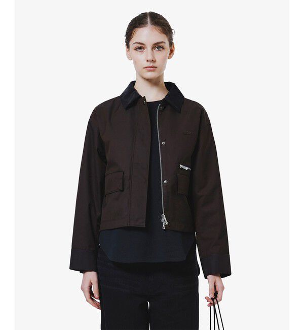 LACOSTE「コーデュロイカラーショート丈 ジップアップブルゾン」|ブルゾン・スタジャン|