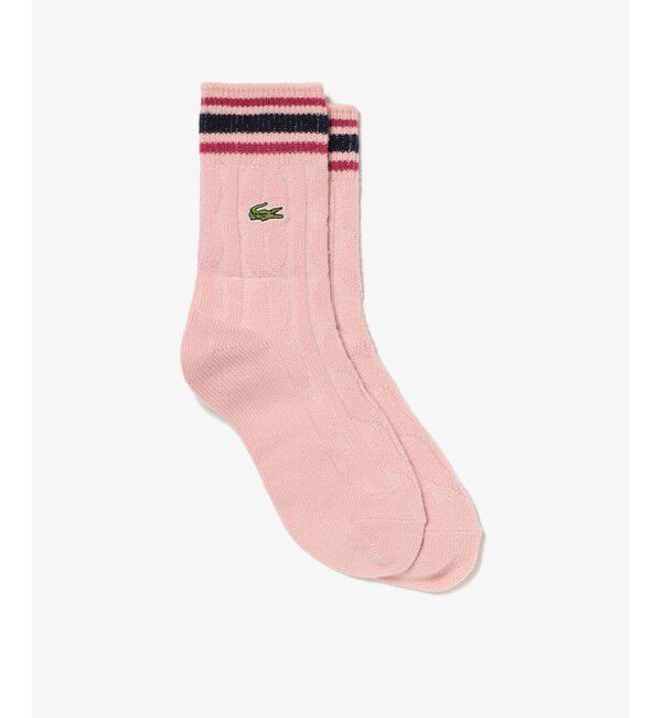 LACOSTE「ウィメンズケーブルニットボーダーソックス」|ソックス|