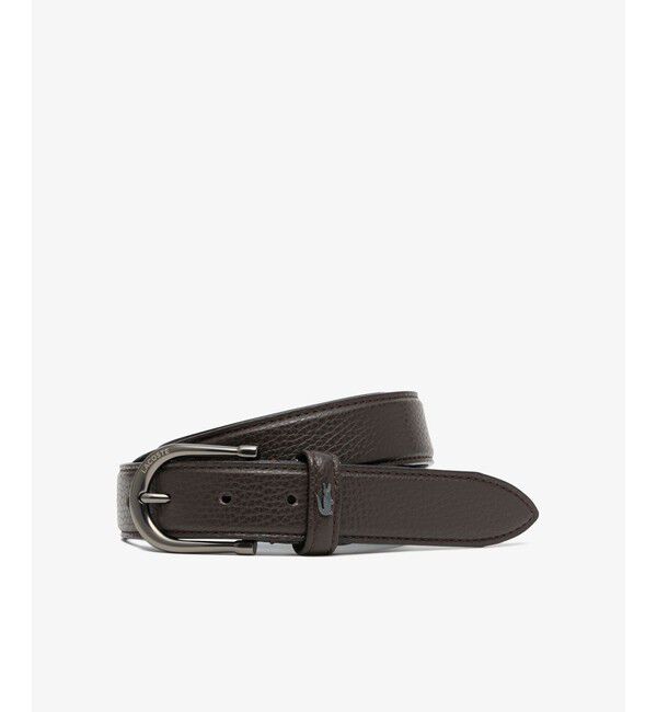 LACOSTE「ブラックマットバックルレザーベルト」|ベルト|ダークブラウン