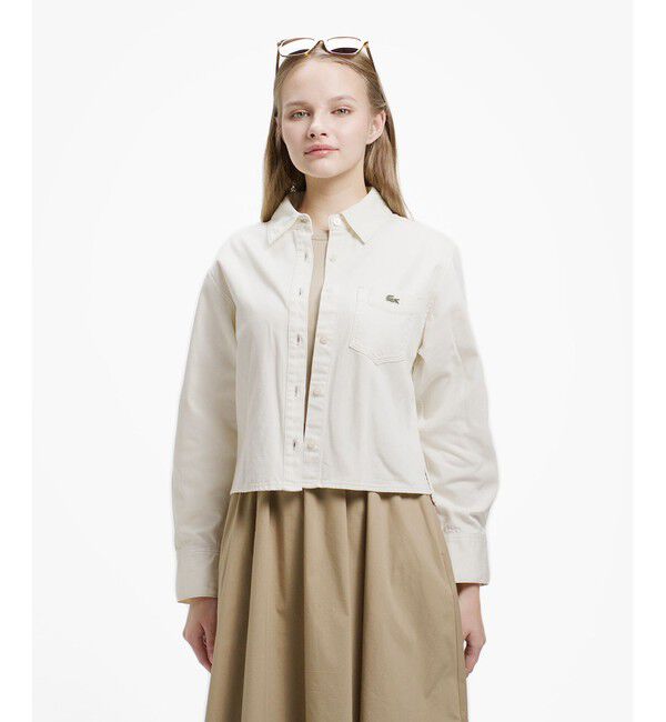 LACOSTE「デニムクロップドシャツ」|シャツ・ブラウス|オフホワイト