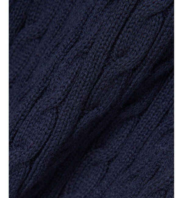 LACOSTE「配色ライン入りケーブルニットカーディガン」|カーディガン|