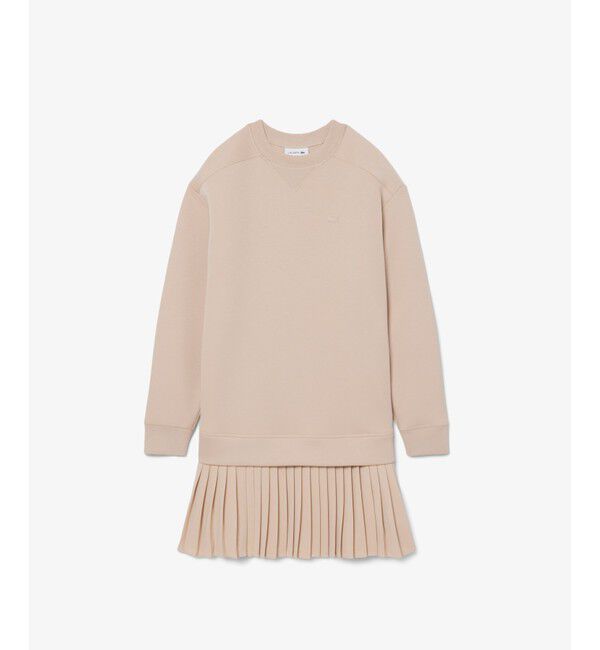 LACOSTE「プリーツスカート切り替えスウェットドレス」|ワンピース|ベージュ