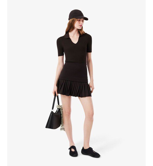 LACOSTE「レイヤード切り替えプリーツミニスカート」|スカート|