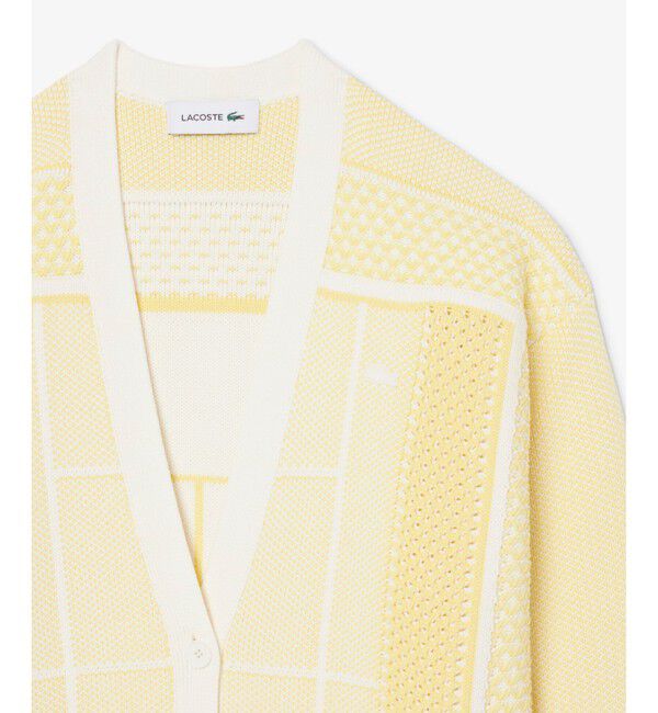 LACOSTE「テニスコートジャカードロングニットカーディガン」|カーディガン|