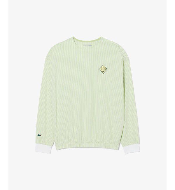 LACOSTE「ウルトラドライ UVカット 配色リブ切り替え シアサッカーゴルフプルオーバーシャツ」|スウェット・ジャージ|