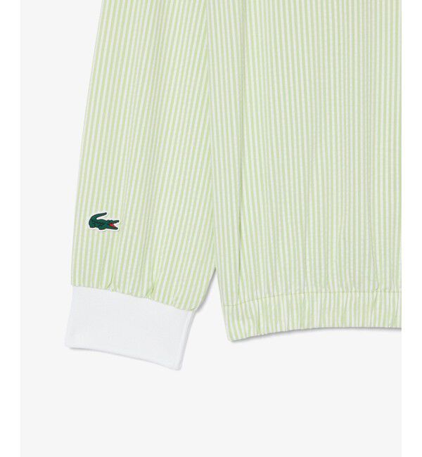 LACOSTE「ウルトラドライ UVカット 配色リブ切り替え シアサッカーゴルフプルオーバーシャツ」|スウェット・ジャージ|