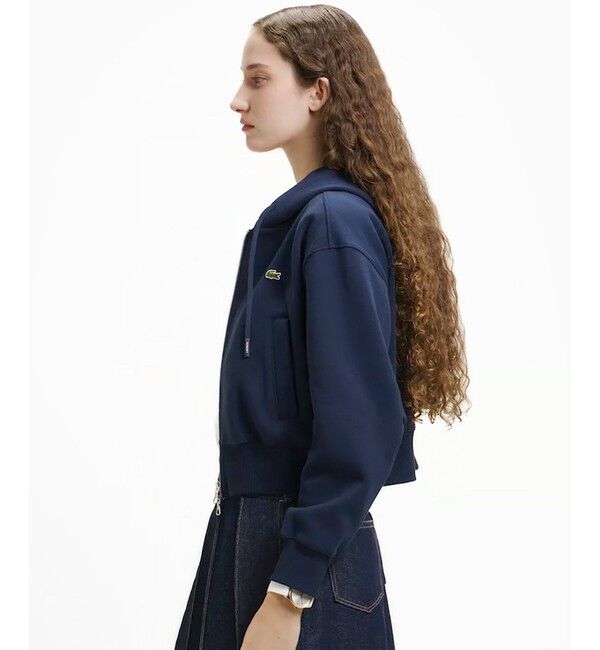LACOSTE「ダブルフェイスジャージジップフーディー」|パーカー|ネイビー