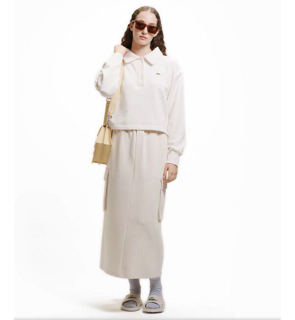 LACOSTE「クロップド丈 ポロニットスウェットシャツ」|スウェット・ジャージ|