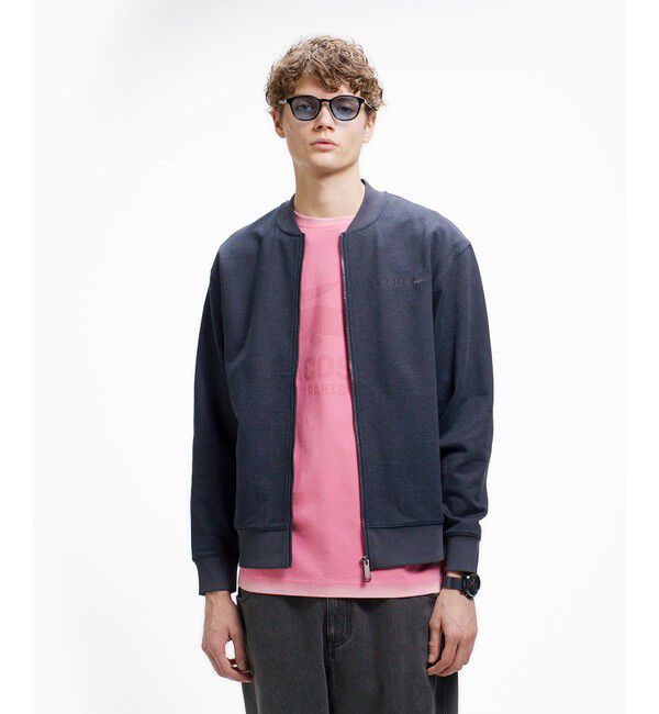 LACOSTE「ヘザースウェット メランジニットブルゾン / ドライバーズニット」|カーディガン|