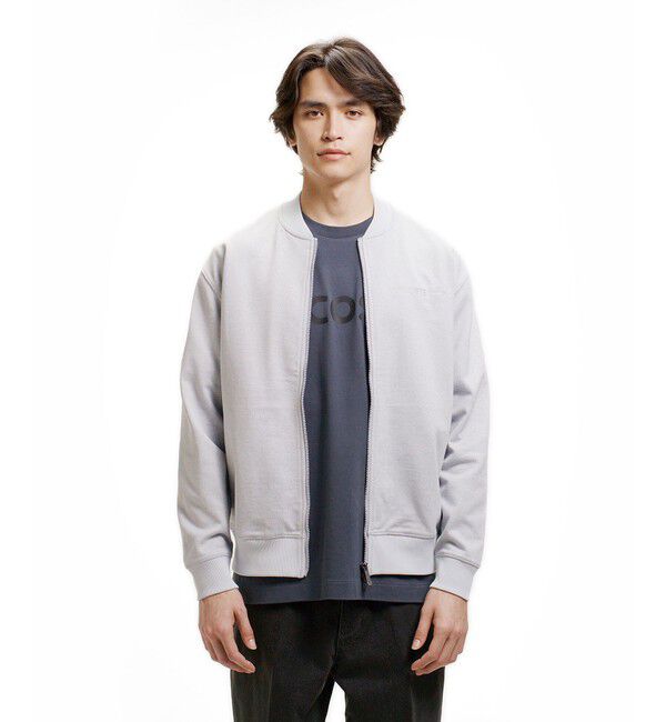 LACOSTE「ヘザースウェット メランジニットブルゾン / ドライバーズニット」|カーディガン|グレー