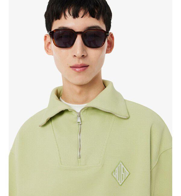 LACOSTE「ルーズフィット ストレッチ鹿の子地ニット ハーフジッププルオーバー」|スウェット・ジャージ|