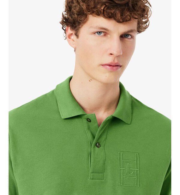 LACOSTE「テニスコートエンブロイダリー鹿の子地ポロシャツ」|ポロシャツ|